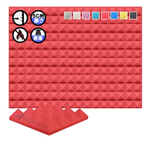 Arrowzoom スーパーダッシュ 新ピラミッド しい 12 ピース 防音 遮音 密度26㎏/m3 作品 吸音材 楽器 緩衝材 防音材 音響泡断熱治療 消音 超強力 騒音 スタジオ 吸音材質 室内装飾 防音対策 250 x 250 x 50 mm 縮状態出荷 スタジオレコーディング タイルパネルウェッジサ SD1034 Pyramid 赤