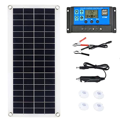 HCKZ Panel Solar 300W Kit de Panel Solar fotovoltaico monocristalino 12V USB con Controlador 60A para Carga de tabletas de teléfonos móviles,Solar Panel+50A Controller Cover