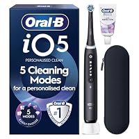 Oral-B iO5 Electric Toothbrush, Matt Black, with Travel Case and Toothpaste