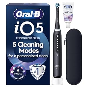 Oral-B iO5 Electric Toothbrush, Matt Black, with Travel Case and Toothpaste