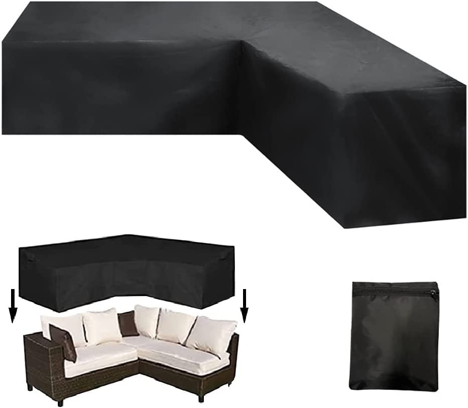 Salas, Home Funda de Sofá de Esquina de Ratán para Patio Impermeable, Funda Protectora de Mueble Seccional en Forma V Resistente Agua Polvo Cubierta de Sofá para Jardín...