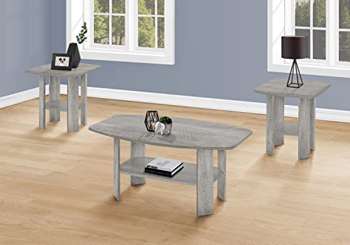 Monarch Specialties 7870P Table, 3Pcs Set, Coffee, End, Side, Accent, Living Room, Laminate, Grey, Transitional Set-3Pcs Industrial, 35.5" L X 21.5" W X 16.25" H #TOP1