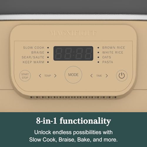 Image of 6 Quart Multi-Cooker, with 8-in-1 Casserole Programmable Slow Cooker, Dutch Oven, Pasta, Nonstick, Oven Safe Pot to 500F Brown Sugar