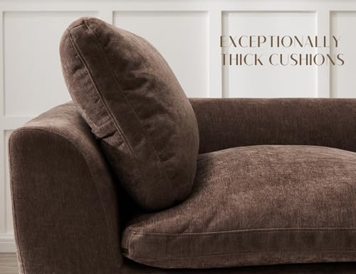 110" Cloud Sectional Couches for Living Room, Boneless L-Shape Couch with Ottoman, 3 Seater Modular Sectional Sofa, Brown