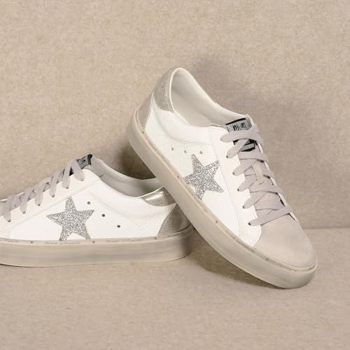 Image of Mi.iM Gaby Women's Star Sneakers - Snake Print Suede Lace-Up Fashion Shoes with Rubber Sole