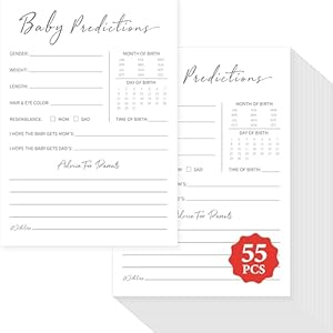 55PCS Baby Predictions and Advice Cards, Double Sided Baby Shower Decorations Cards Wishes to Baby for Parents (White)