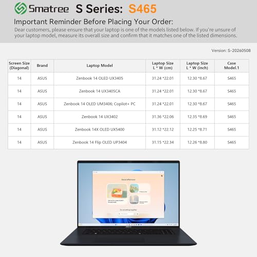Image of Smatree SlimPro Laptop Case for 14 inch ASUS Zenbook 14 OLED UX3405 /UM3406