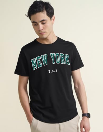 Image of Veirdo 100% Pure Cotton Regular Fit Cool & Trendy Front Printed Half Sleeve T-Shirt Combo for Men (Available Colors: Black, Navy, Swanwhite, White & Green)