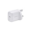 Amazon Basics 20W One-Port USB-C Wall Charger, Non-GaN, UK Plug, 7.06 x 2.76 x 4.41 cm, White