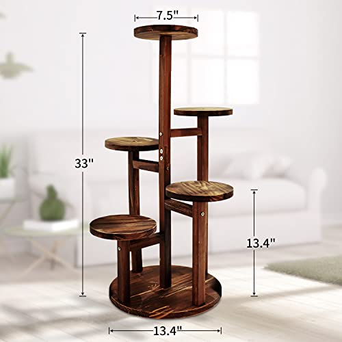 Myuilor Plant Stand, Wood Corner Plant Shelf For Indoor Multiple Plants, 5 Tiered Tall Plant Holder Flower Planter Display Rack For Living Room Balcony Outdoor Patio Garden #TOP4