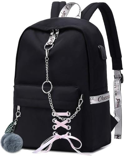 Backpacks for Girls Backpack for School Bag Bookbag Aesthetic Cute School Backpack for Girls Teens (Black)2