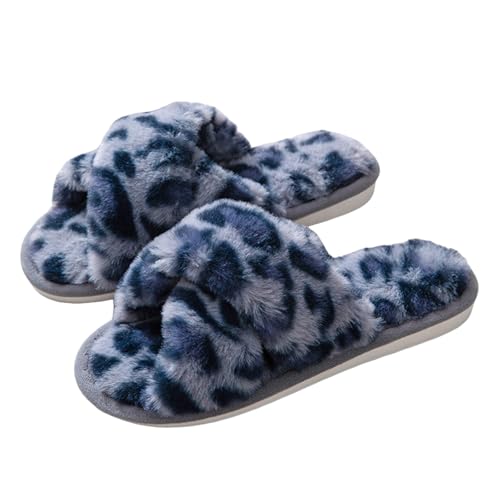 Slippers For Women Open Toe Women's Fuzzy Fluffy House Slipper Cute Plush Memory Foam Shoes Cross Band Indoor Winter Outdoor Warm3