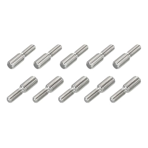 HiPicco M4x15mm to M6x15mm Double End Threaded Stud Screw Reducing Bolt,304 Stainless Steel Thread Reducer Adapter for Furniture Fastener Welding, Hardware Connectors 10 Pack