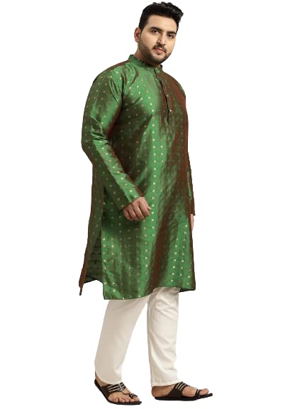 Sojanya PLUS (Since 1958) Men's Silk Blend Kurta & Cotton Off White Churidar Pyjama Set4