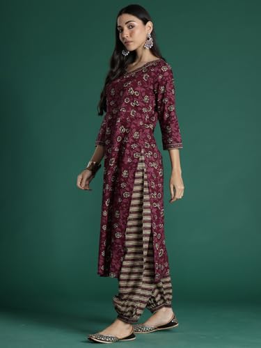 Image of INDO ERA Women's Pure Cotton Printed Kurta & Pant with Dupatta Set