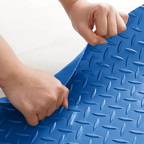 Suelo Goma Alfombrillas de Goma para El Suelo Checker Plate Matting, Rollo de Caucho Antideslizante de 2,3 Mm de Grosor para Gimnasio Doméstico, Suelo de Garaje Estera de Grado Comercial(Blue,0.9 x 1m