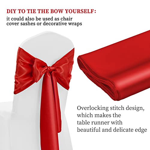 12 Pack Red Satin Table Runner 12 x 108 Inch Long Premium Table Runners for Wedding Party Events Decoration, Birthday Parties, Banquets Decorations, Graduations, Engagements by YMHPRIDE - Used condition - Image 4