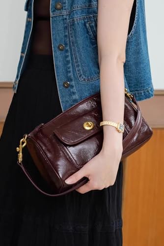 SHESTORY Women's Small Soft Genuine Leather Shoulder Handbag Fashion Crossbody Bags for Lady (Wine)