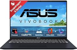 ASUS Vivobook 16, Snapdragon X, 16GB RAM, 512GB SSD, FHD+ 16", Windows 11, Office Home 2024, Quiet Blue, 1.88k