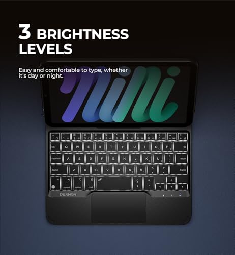Image of Dexnor for iPad mini 7 (A17 Pro) /Mini 6 Case with Keyboard, Magnetic Floating Cantilever Stand with Trackpad Pencil Holder Backlit Keyboard Case for iPad mini 7th(2024) /6th (2021) Generation, Black