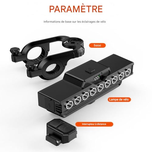 Phare pour vélo avec klaxon 130dB intégré et éclairage sécuritaire