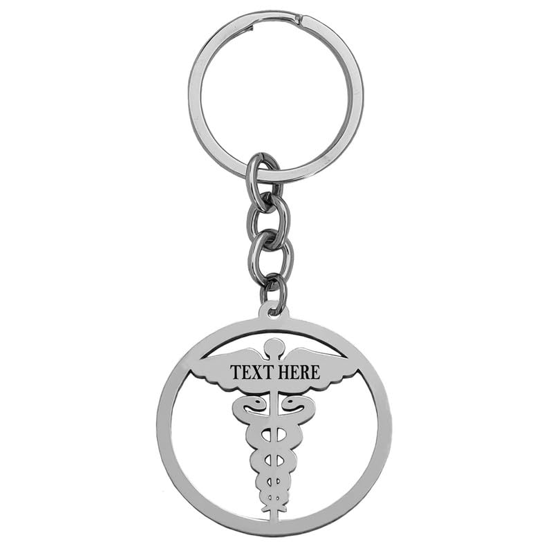 Doctor's Medical Caduceus Symbol Gift For Nurse Silver Stainless Steel Keychain For Men And Women LCK917-image-17