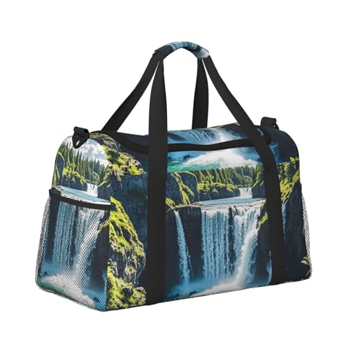 Coastal Cascade Print Travel Duffel Bag for Men & Women, Foldable Travel Bags and Spacious Weekender Tote Bag for Storage Toiletry Luggage Personal Item3