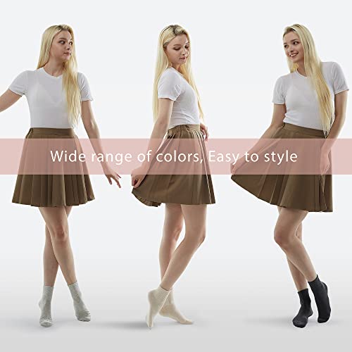 MONFOOT Women's 1/10 Pairs Comfortable Casual Cotton Quarter Crew Socks, multipack4