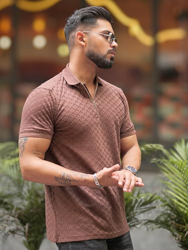 Image of Maniac || Mens || Kite || Textured || Polo Neck || Half Sleeve || Cotton || Slim Fit || Tshirt
