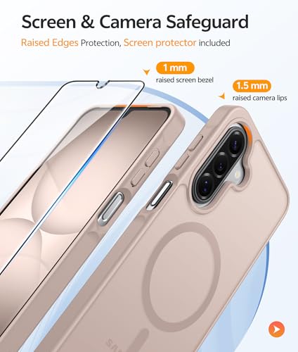 Image of FNTCASE for Galaxy A17 /A16 5G Phone Case: for Samsung A17 Cases [Compatible with Magsafe] [Screen Protector] Matte Translucent Military Grade Protection for Samsung A 17 & A 16 4G Cover - Desert Gold