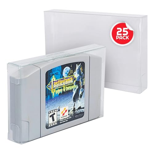 Video Game Cartridge Protector Compatible for Nintendo N64 Games - 0.40 MM PET Cartridge Display Storage Case compatible for Mario Kart, Zelda, Super Mario, Golden Eye (Pack of 25) by EVORETRO - Used condition - US$17.92