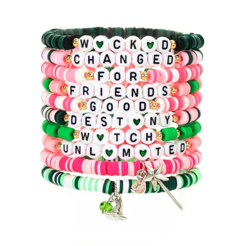 fmsao 10pcs Friendship Bracelets Magic Wand&Witch Hat Beaded Stretch Bracelets Gifts for Women