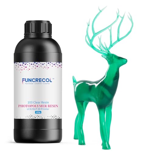 Image of 3D Printer Resin, 16K High Transparent Resin, High Precision & Clear 3D Printing Photopolymer Liquid, 405nm Fast UV-Curing Resin for LCD /DLP /MSLA 3D Printer, Clear Green 1000g