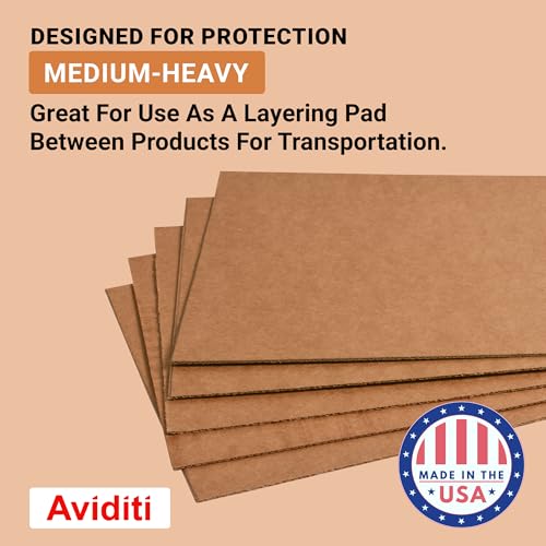 Image of Aviditi Corrugated Cardboard Sheets, 30 inch x 48 inch, Kraft, Pack of 5