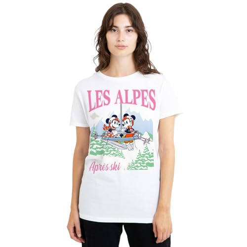 T-shirt Mickey Mouse Alpes femme blanc en coton confortable