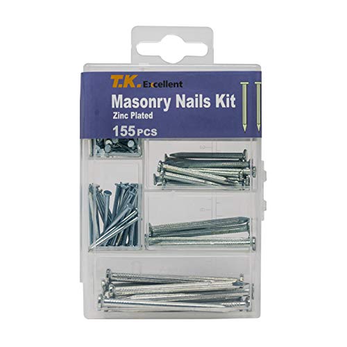 T.K.Excellent gehärtete, geriffelte Stahl-Nägel, verzinkt, Sortimentsset, 155 Stück Cover