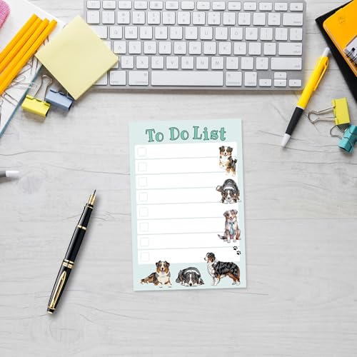 Image of Australian Shepherd Kawaii Sticky Notepad to Do List | Dog Lover Gifts for Women | Office School Supply Sticky Notes 4 inchx6 inch 50 Pages