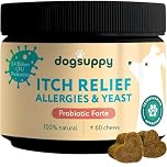 DogSuppy Itch Relief For Dogs – Relieves Itching, Scratching, Licking, Allergies & Yeast, 100% Natural, Supports Gut Health & Immunity – For Small, Medium & Large Dogs | 60 Chews (180g), Without meat