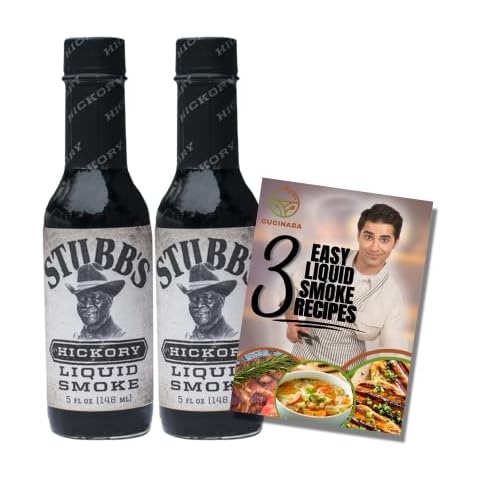 Liquid Smoke for Cooking (148 ml x 2) - Stubbs Hickory Liquid Smoke for Cooking Vegan with Recipe Leaflet | Liquid Smoke Seasoning and for Flavouring | Ideal for Vegetarians and Vegans l Gluten-Free Cover