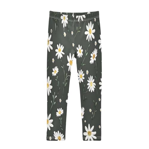 Bolaz Toddler Girls Leggings Printed Yoga Pants Leggings Cute White Daisies for Kids