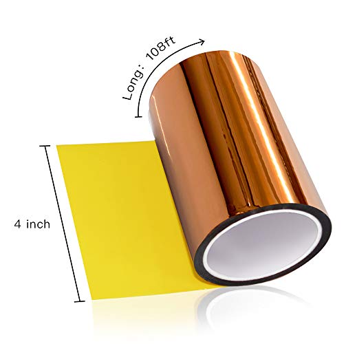 Image of MYJOR Heat Tape, High Kapton Tape, Used to Protect CPU and 3D Printer Work Surface, PCB Circuit Board Professionals (4 inch x 108ft-1)