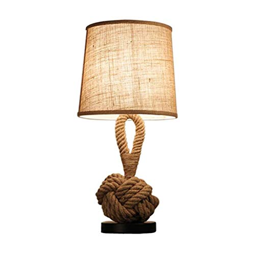 MYBA Lampe de Chevet Moderne Rétro Lampe De Table Chambre Chevet LED Lampe De Bureau Bureau Etude De Bureau Corde De Chanvre Petite Lampe De Table Lampe de Table