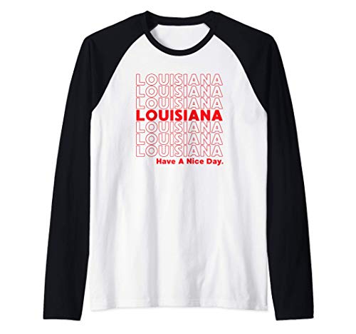 Louisiana Grocery Bag Thank You Funny State Gift Camiseta Manga Raglan