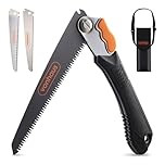 VonHaus Pruning Saw – Folding Hand Saw with 3 Blades, Safety Lock, Storage Pouch, Textured Handle – Portable, Handheld & Lightweight for Tree Pruning, Camping, Garden Jobs, Metals, Plastics & More
