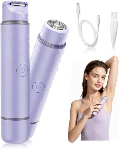 Image of 2-in-1 Bikini Trimmer for Women - Electric Shaver for Women, Womens Electric Razor & Trimmer for Sensitive Skin, Adjustable Comb, 100% Waterproof, Portable, USB Charge, Painless (Purple)