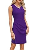 GRACE KARIN Women's Office Work Business Casual Sleeveless Knee Length V-Neck Wrap Dress Deep Purple,L