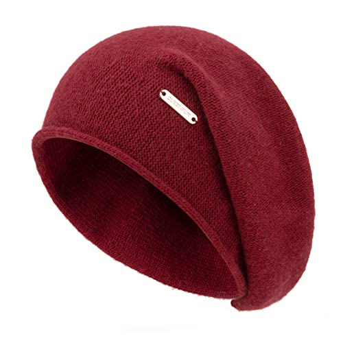 QUEENFUR Knit Slouchy Beanie Hats for Women Cashmere Ski Cap Knitted Wool Soft Warm Winter Hat