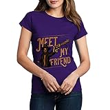 Waschmaschinenfest C844WCNTP Damen T-Shirt Gunman American Cowboys Wild West Sheriff Gunslinger Vintage Retro Guns Chief Indian(Large,Purple)