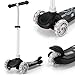 IMMEK Trottinette à 3 roues pour enfants avec hauteur réglable, pour garçons et filles avec roues lumineuses à LED pour enfants de 2 à 6 ans (Noir)