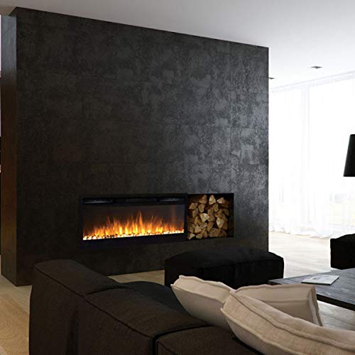 Moda Flame 35 Inch Cynergy Pebble Stone Built-In Wall Mounted Electric Fireplace #TOP4